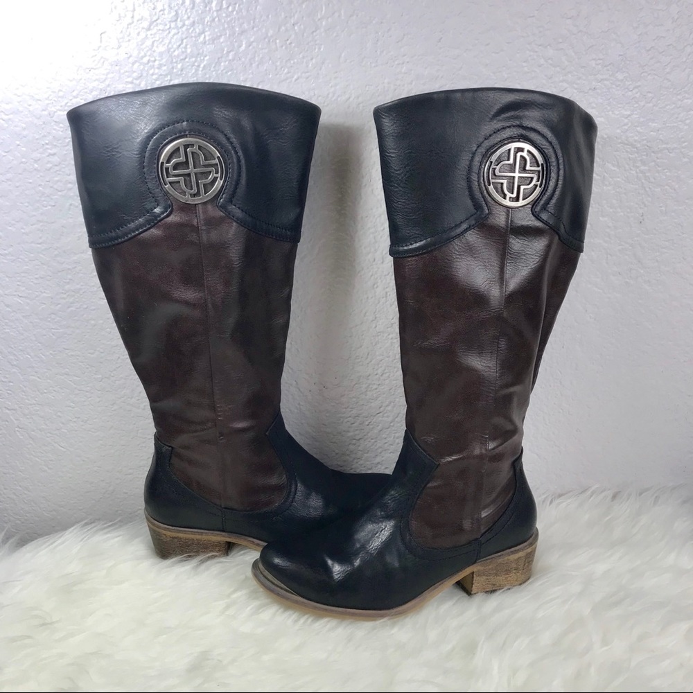Baretraps paramount knee high black brown boots 7W